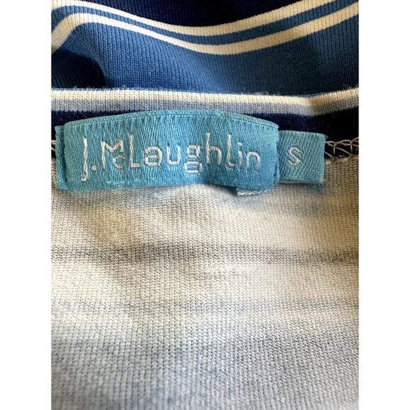 J. McLAUGHLIN Women's Stripes & Polka Dot Crew Neck 3/4 Sleeve Top Blue Small - Picture 2 of 11